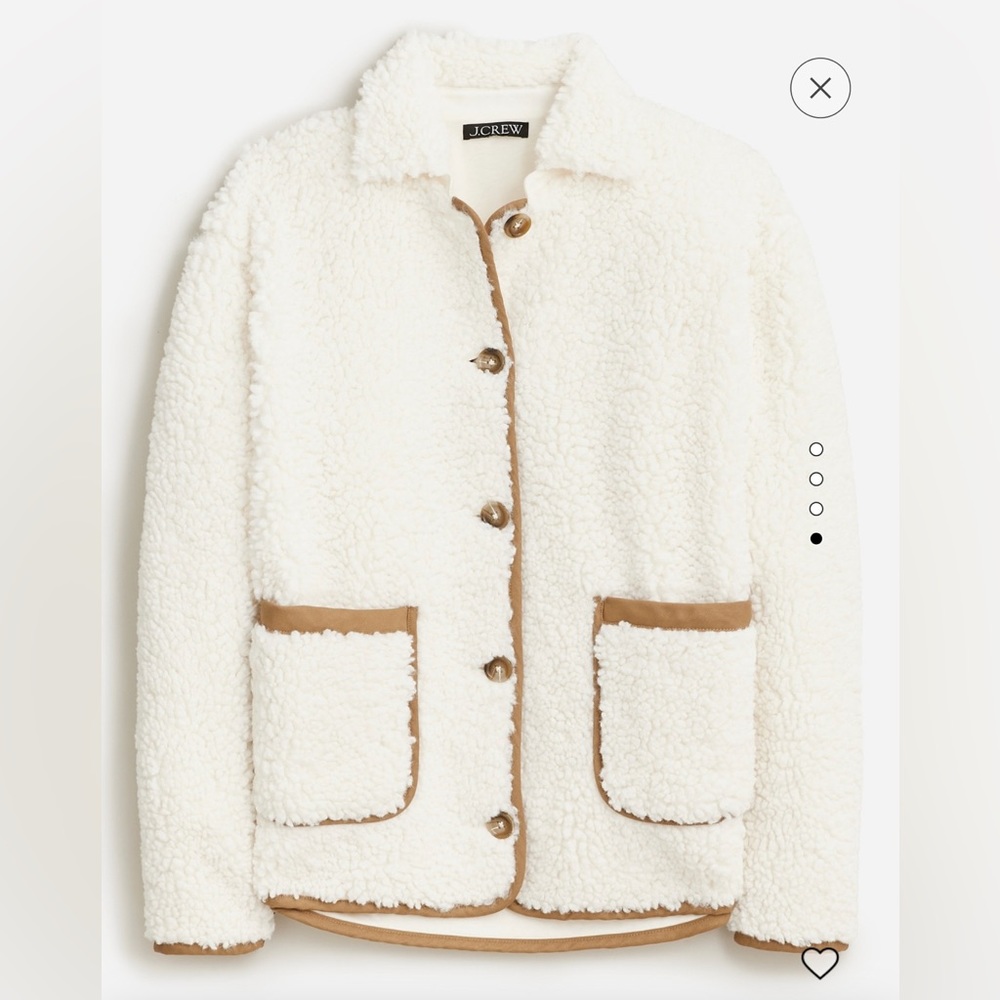 J. Crew Faux Sherpa Barn Jacket, ivory and tan, size M